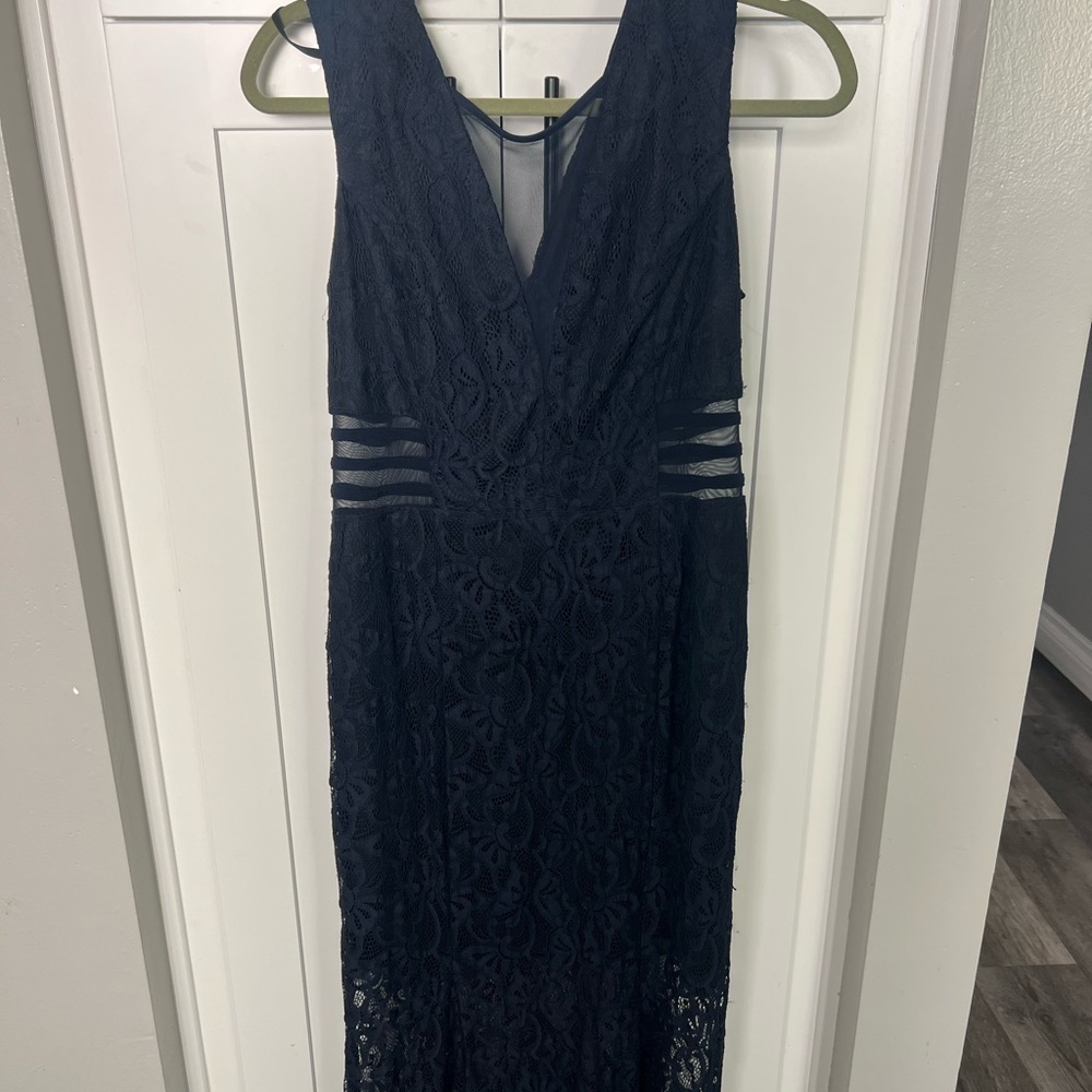 Lace Cut Out Evening Dress